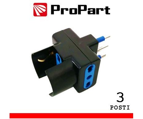 Adattatore 3pos bipasso/schuko spina16A polybag nero Adattatore 3pos bipasso/schuko spina16A polybag nero
