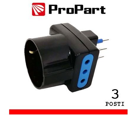 Adattatore 3pos 10A/schuko spina10A nero Adattatore 3pos 10A/schuko spina10A nero