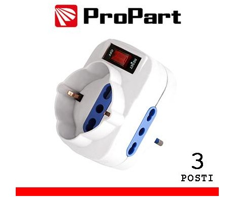 Adattatore 3pos bipasso/schuko spina10A rotante + inter. Adattatore 3pos bipasso/schuko spina10A rotante + inter.
