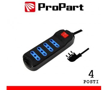 Multipresa 4pos bipasso spina16A +interr. nera