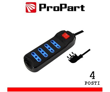 Multipresa 4pos bipasso spina16A +interr. nera Multipresa 4pos bipasso spina16A +interr. nera