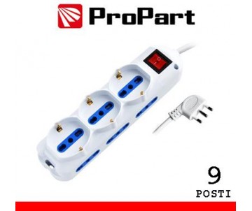 Multipresa 9pos bipasso + bipasso/schuko spina16A +interr.